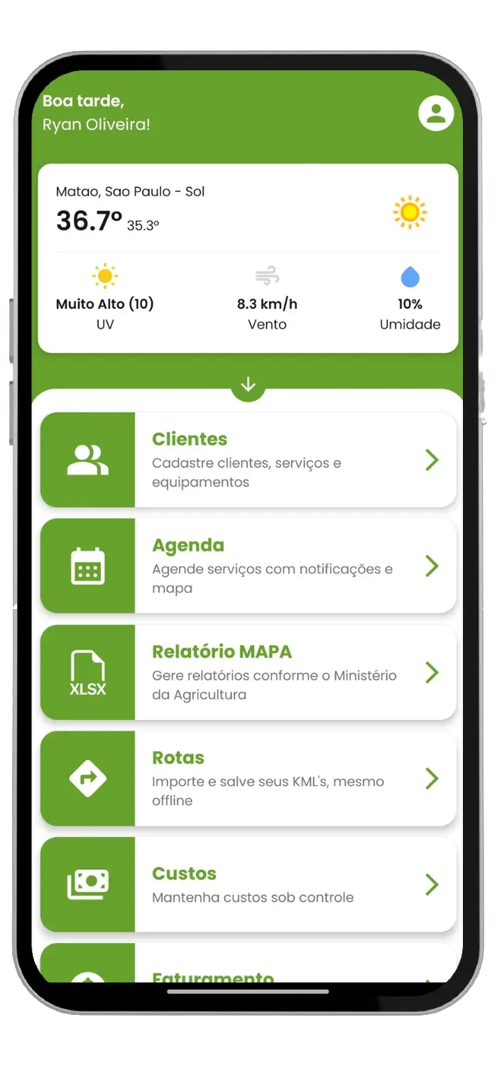 Imagem demonstrando as principais funcionalidades do aplicativo GeoDronePlus